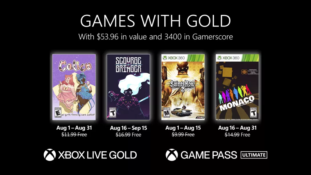Games with Gold elokuu