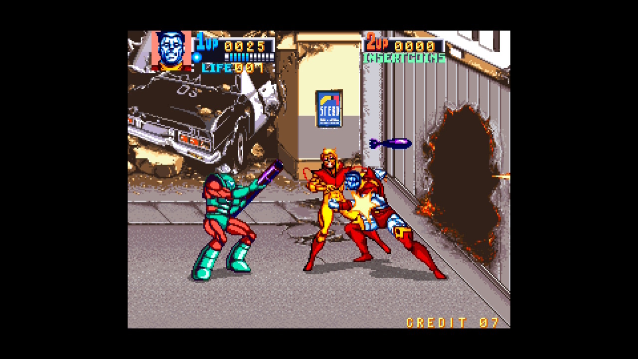 Marvel MaXimum Collection X-Men: The Arcade Game ja vihollisia muksimassa