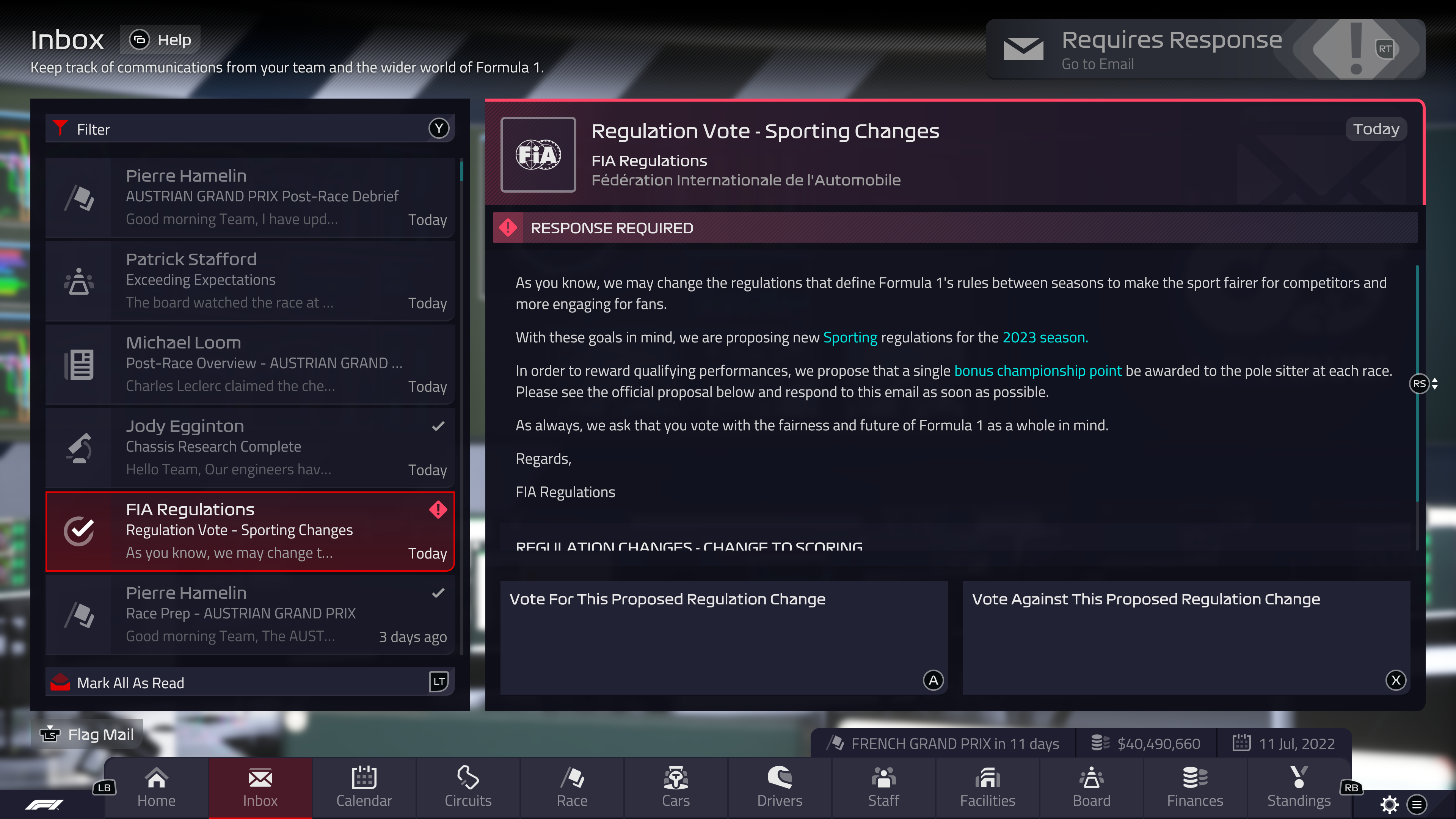 F1 Manager 2022: Säännöt