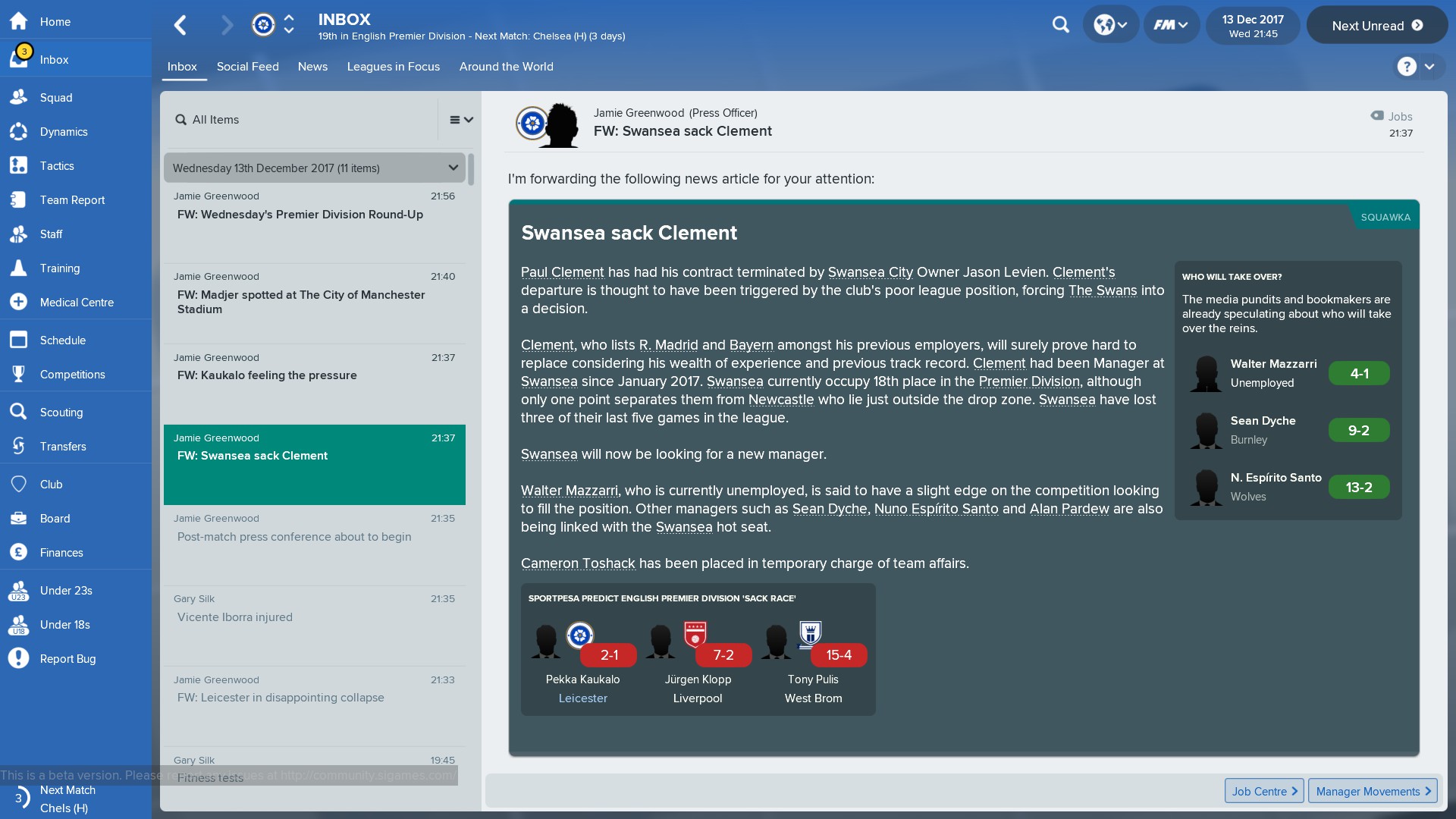 Football Manager 2018: Pelkokerroin