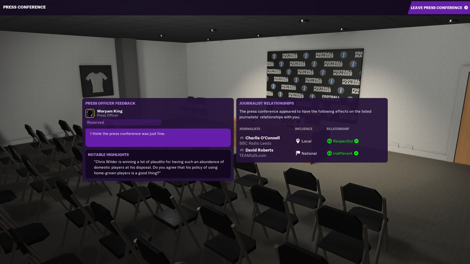 Football Manager 21: Lehdistö