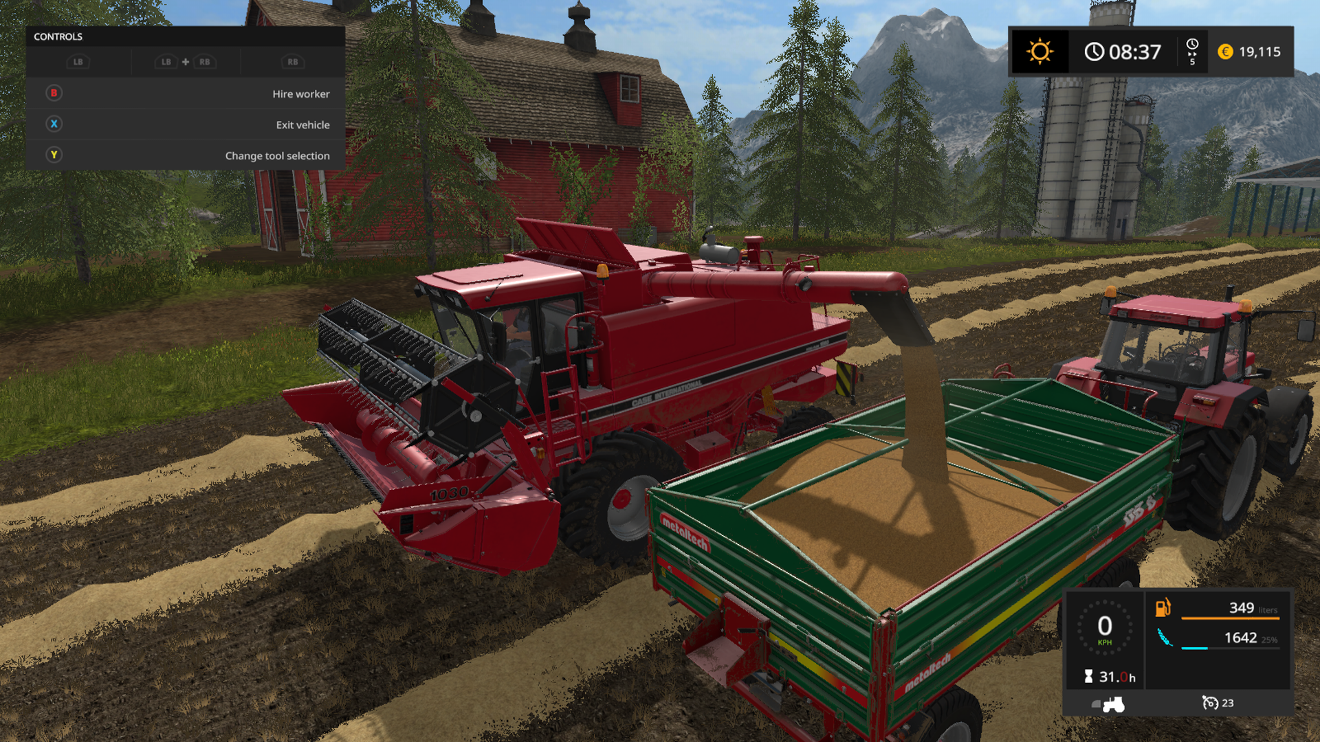 Farming simulator 17: Viljan tyhjennys