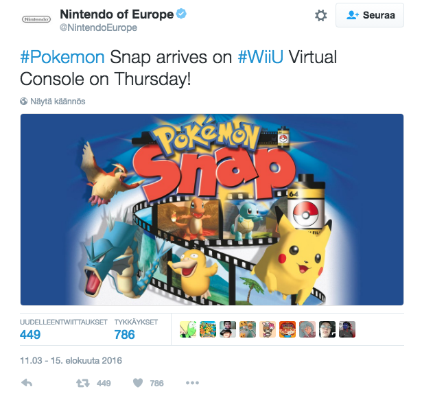 Pokémon Snap twiitti