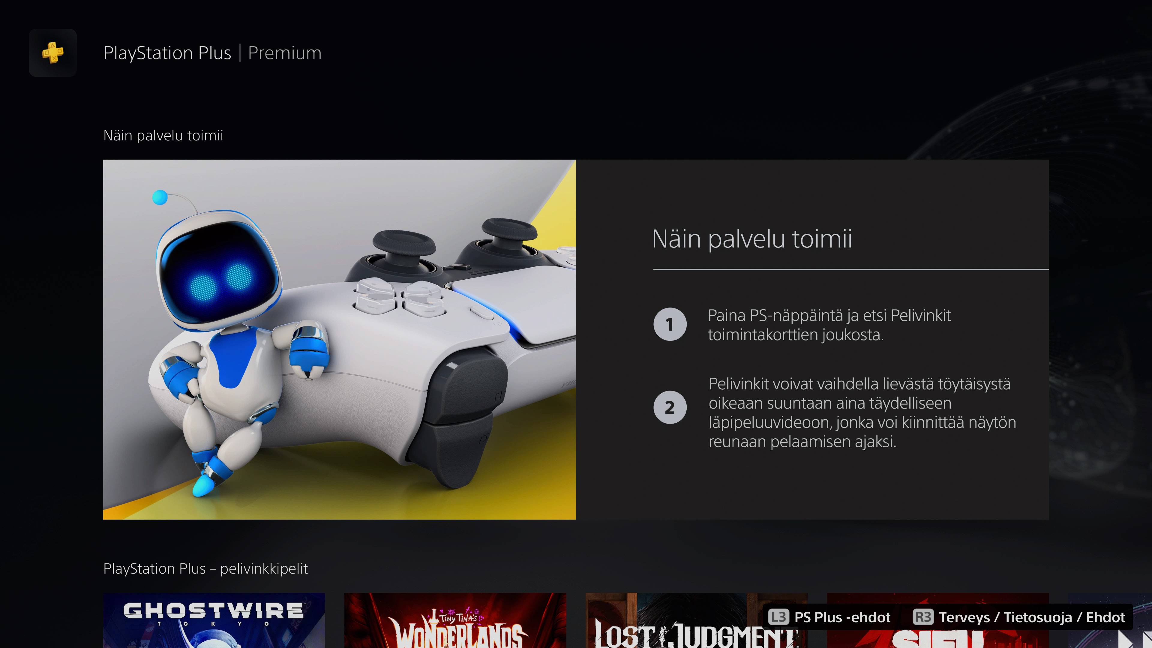Playstation Plus Premium - Pelivinkit