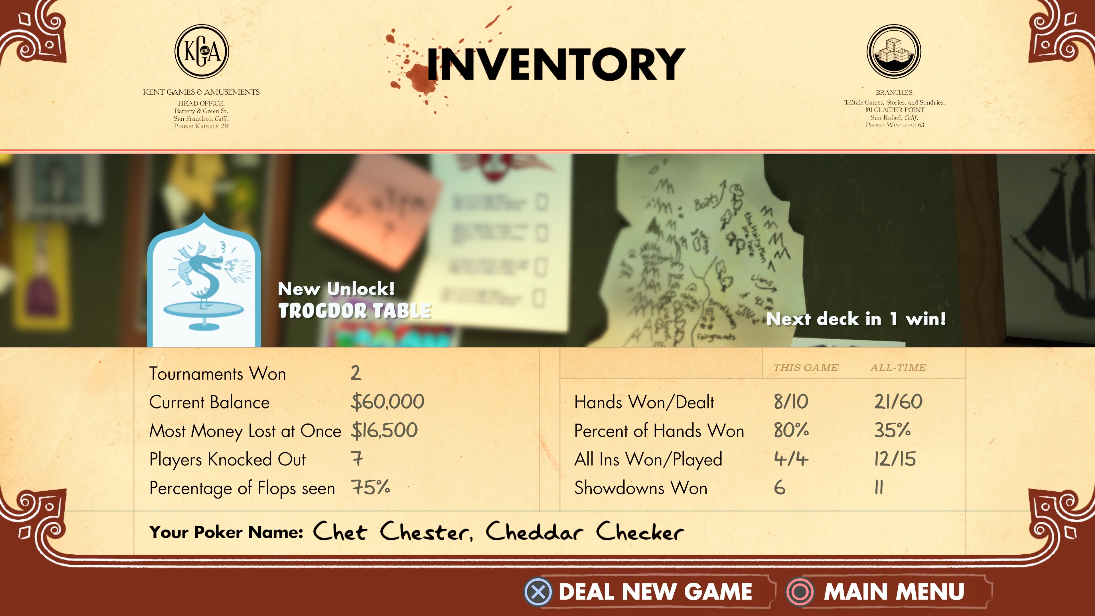 Poker Night at the Inventory - Statistiikkaa