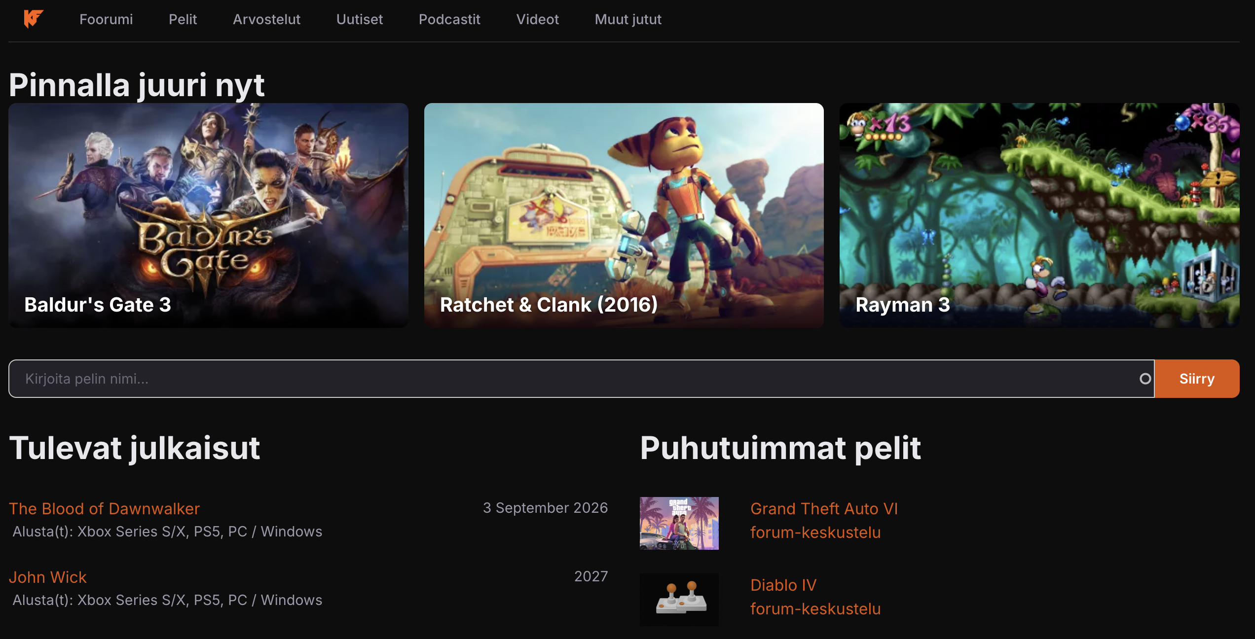 Uusi Pelit-sivu