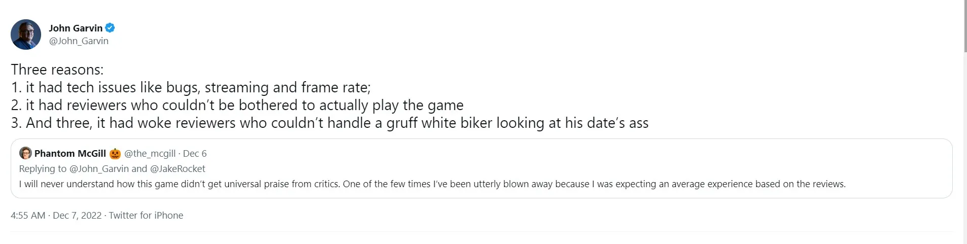 Days Gone Garvin tweet