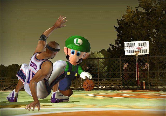 Videokuvaa NBA Street V3:n Mariosta ja kumppaneista