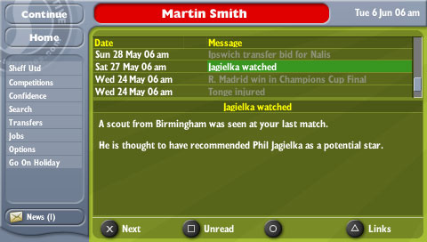 Football Manager 2006 myös PSP:lle