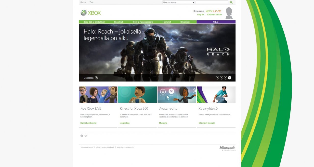 Xboxin kotisivut päivittyivät