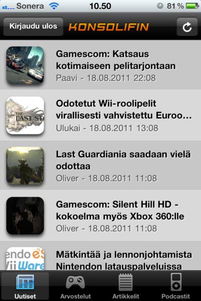 KonsoliFINin iPhone-sovellus nyt ladattavissa