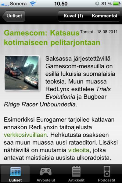 KonsoliFINin iPhone-sovellus nyt ladattavissa