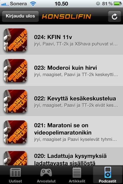 KonsoliFINin iPhone-sovellus nyt ladattavissa