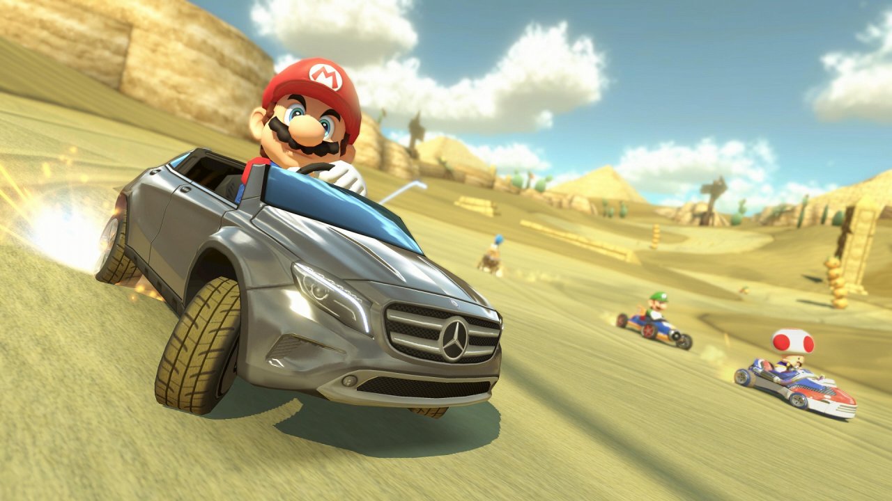 Mario istuu Mersun rattiin Mario Kart 8:n ilmaisessa lisäsisällössä