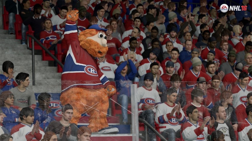 Maskotit viihdyttävät pelaajaa NHL 16:ssa