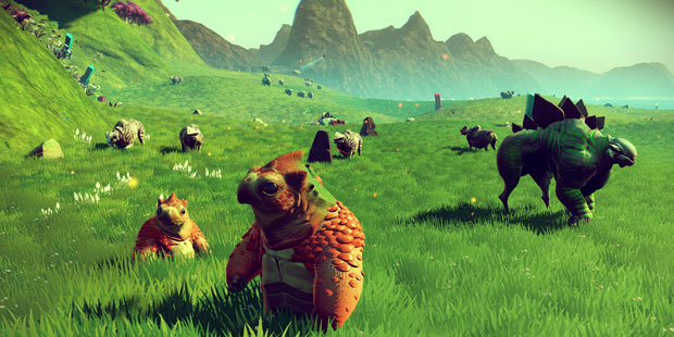 No Man's Sky, pikkueliöitä ruohokentällä