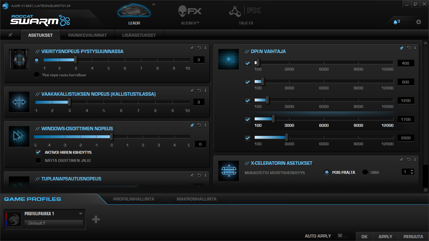 ROCCAT Leadr: Herkkyys