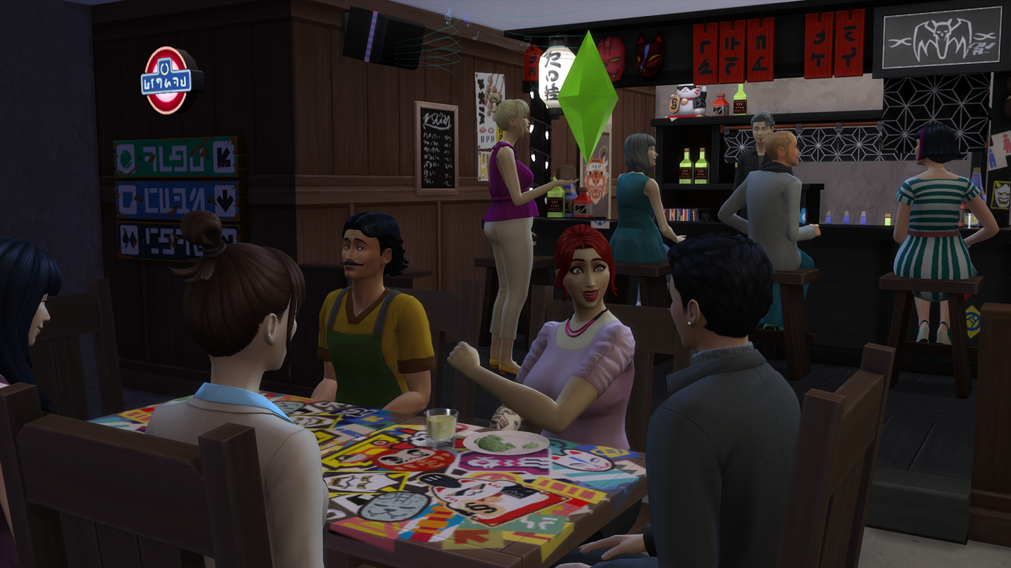 sims 4 lumisten vuorten maa baarissa