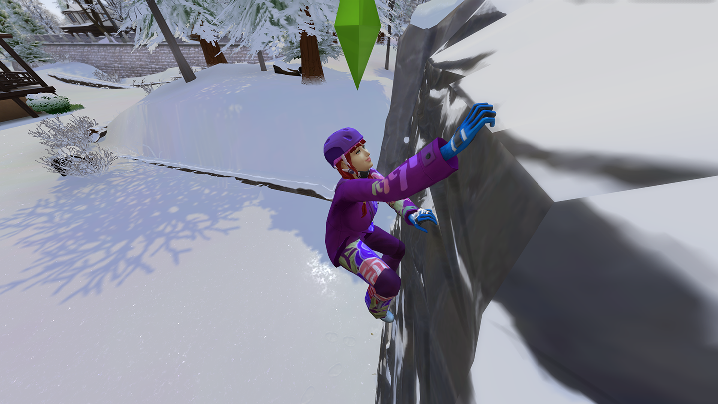sims 4 lumisten vuorten maa kiipeillen