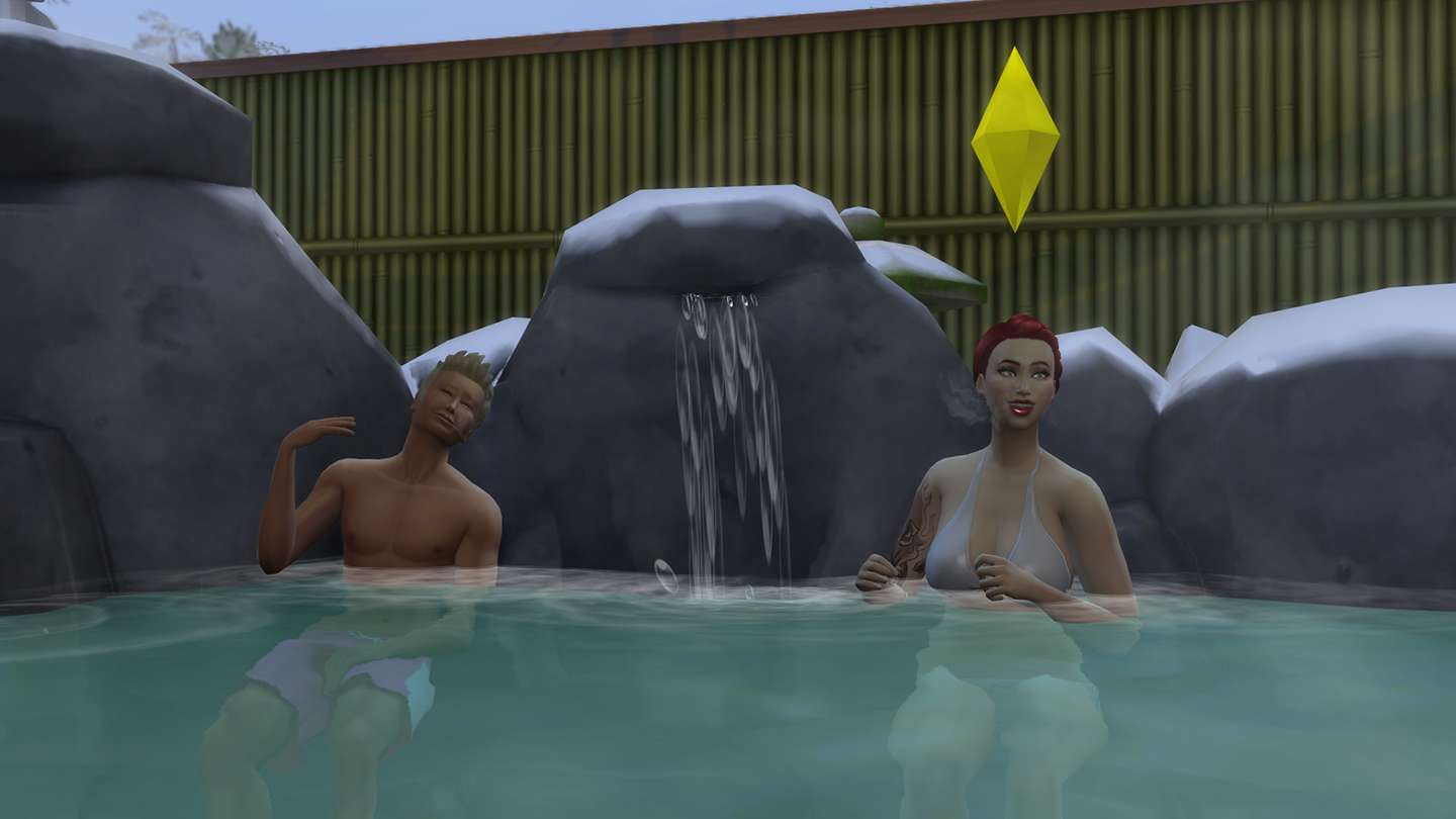 sims 4 lumisten vuorten maa kylvyssä