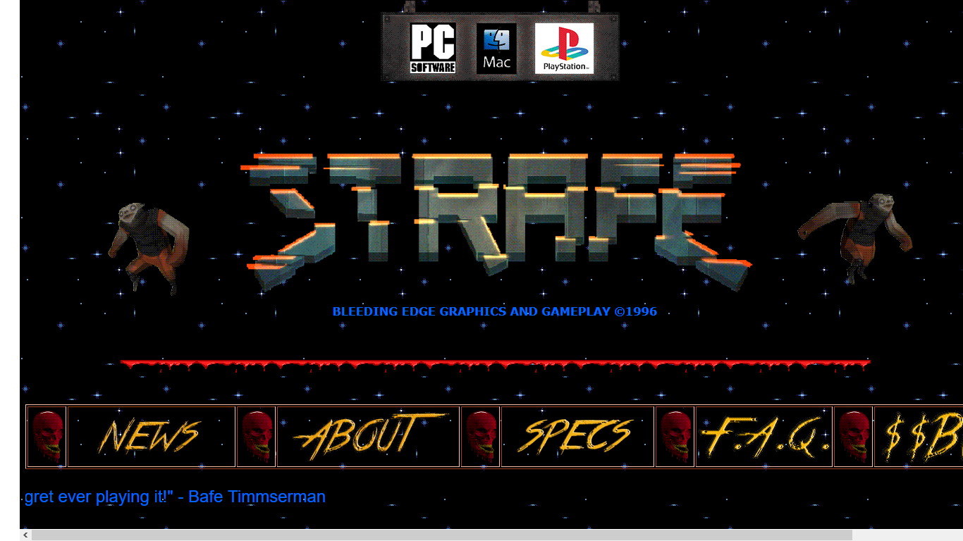 STRAFE: retroa nettisivua myöten