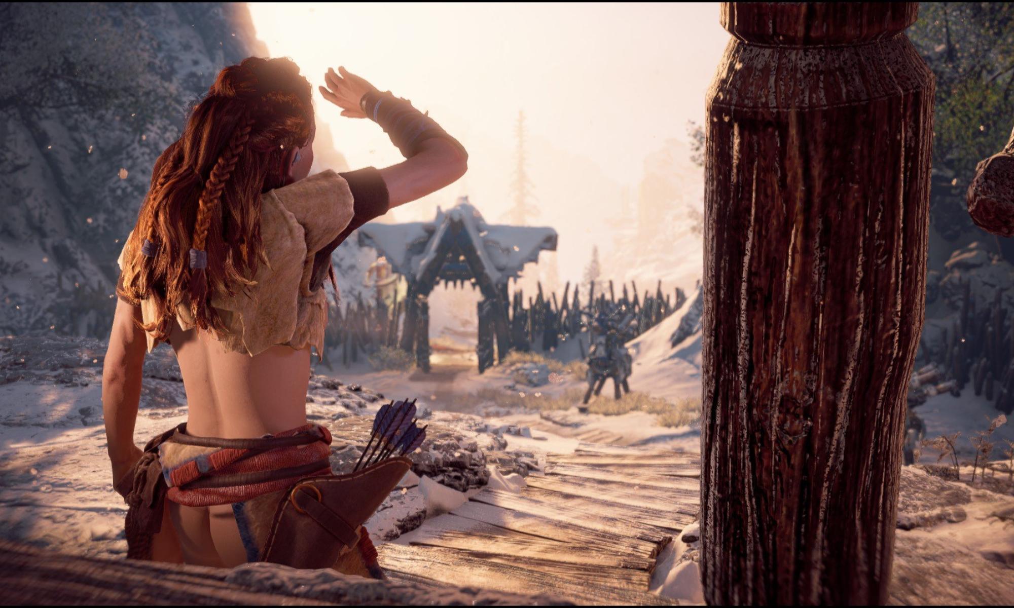 Horizon Zero Dawn Aloy ja vähempi vaatetus