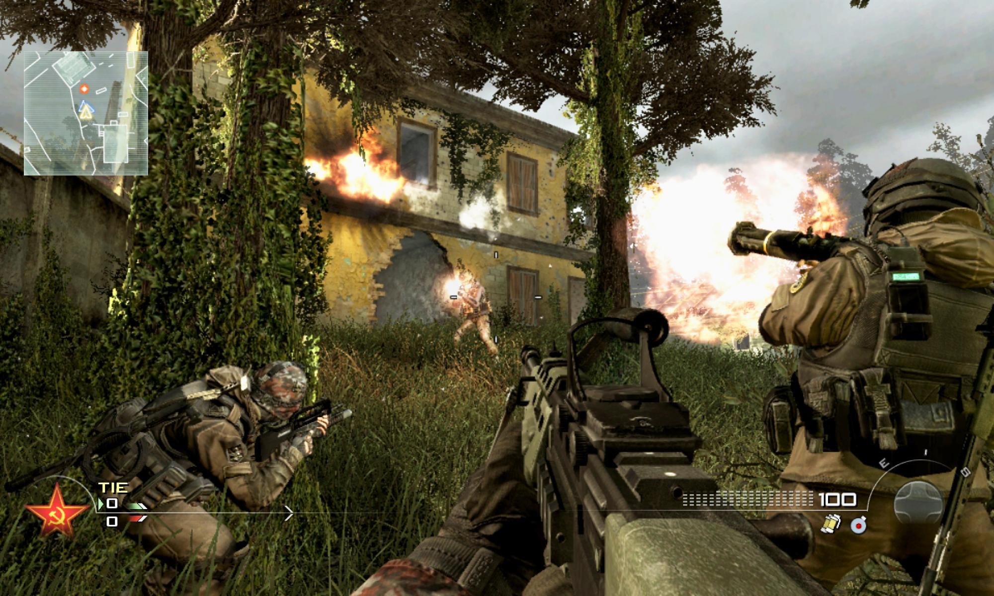 Call of Duty 4: Modern Warfare ja vyörytystä Overgrown-kartassa