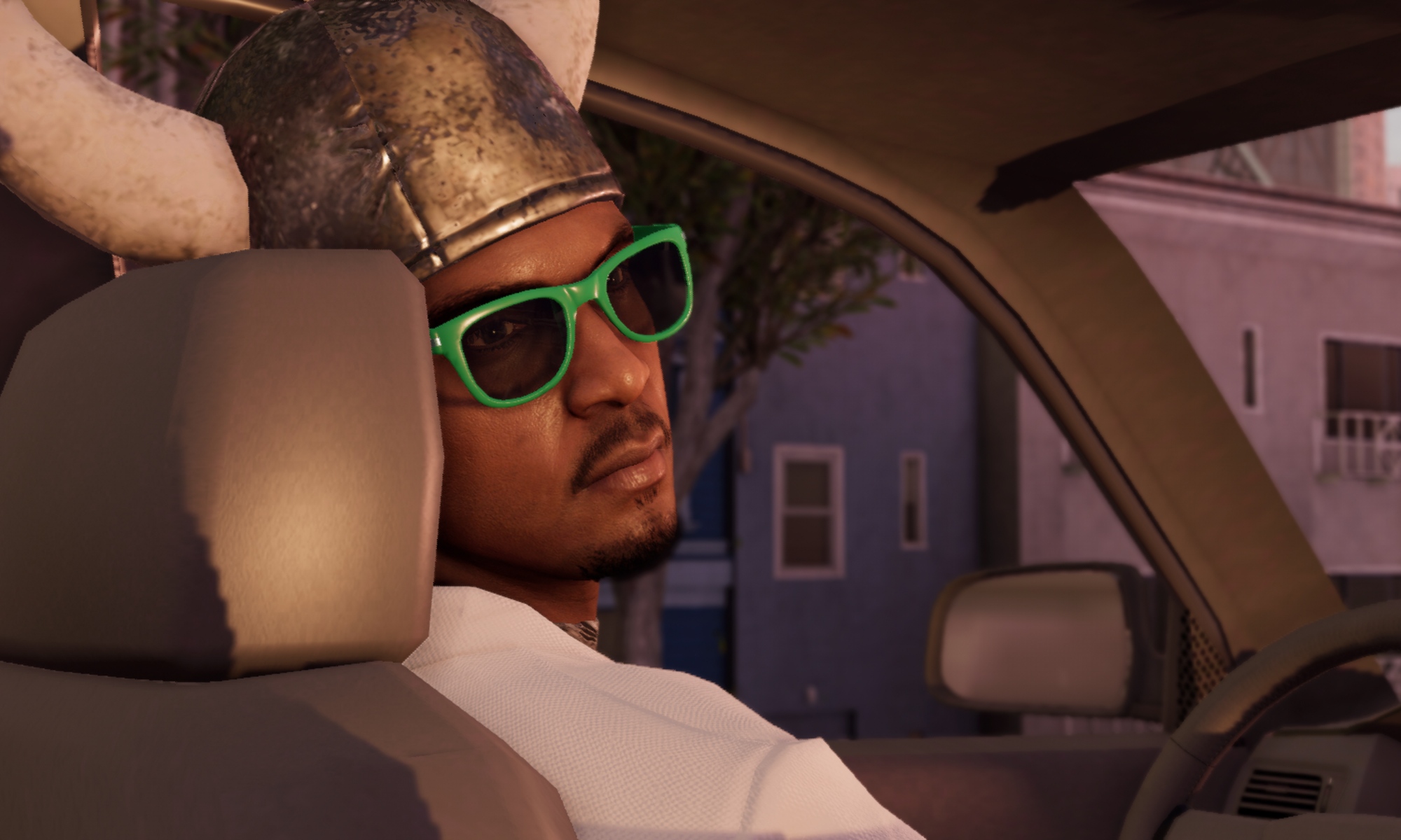 WATCH_DOGS 2 Watch Dogs 2 Marcus istumassa autossa kypärä päässä