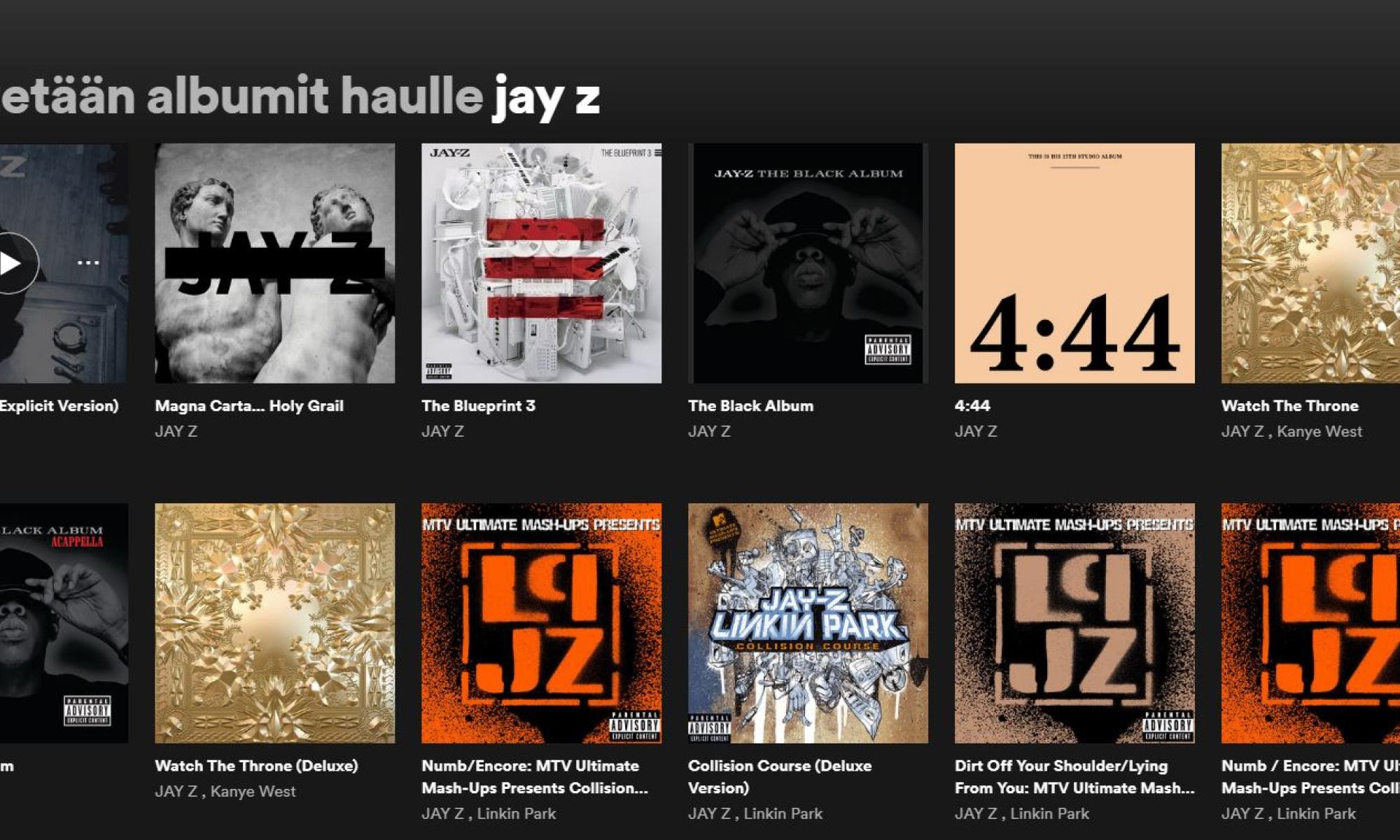Jay Z albumit Spotify
