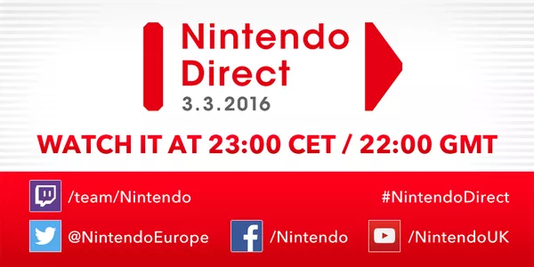 Nintendo Direct 3.3. aikataulu