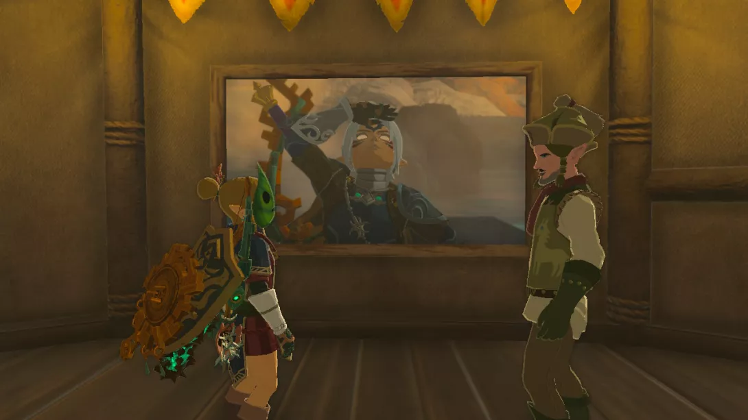 The Legend of Zelda Tears of the Kingdom hieno taulu majatalon seinällä