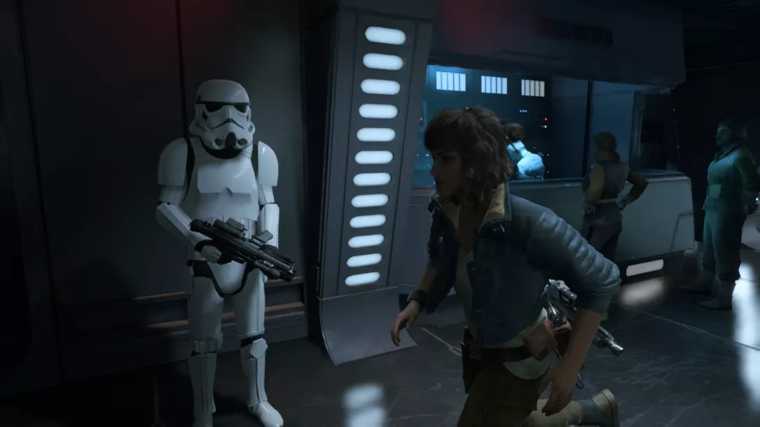 Star Wars Outlaws sotilas ja valon heijastuminen