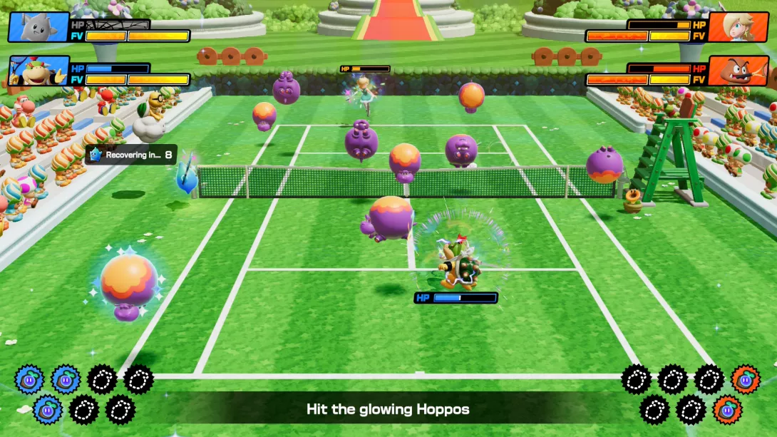 Mario Tennis Fever hoppoja kentällä