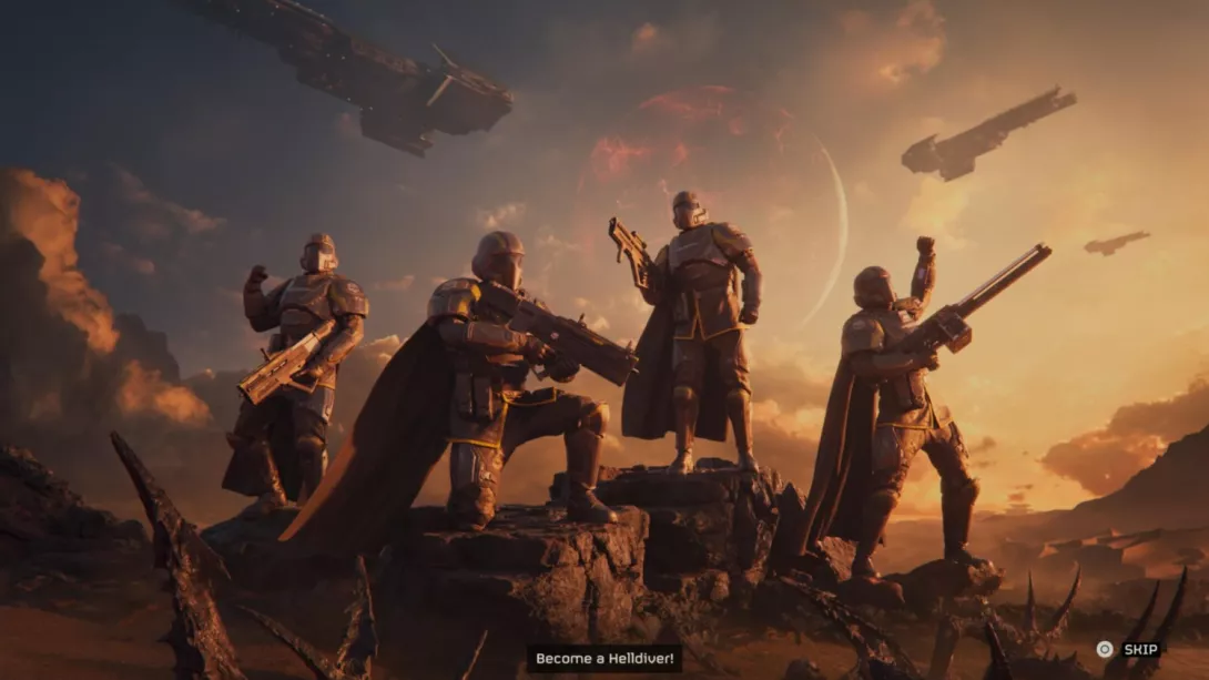 Helldivers 2 Helldiver-nelikko valmiina toimintaan.jpg