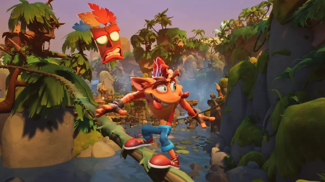 Crash Bandicoot 4: It's About Time tasoloikkaa kieli ulkona