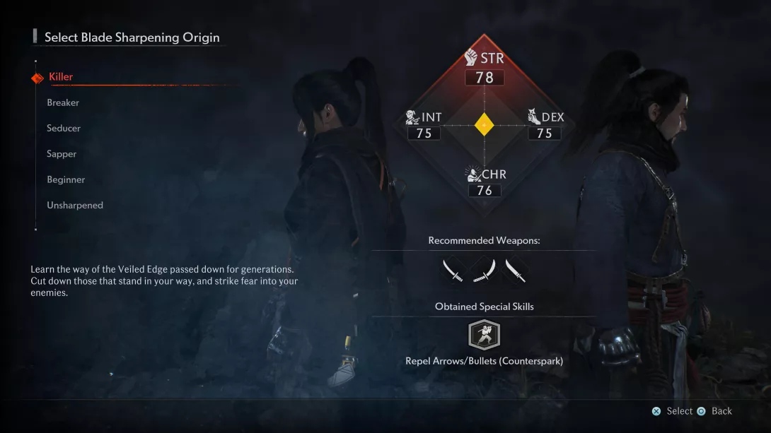 Rise of the Ronin_Kykyvalinnat