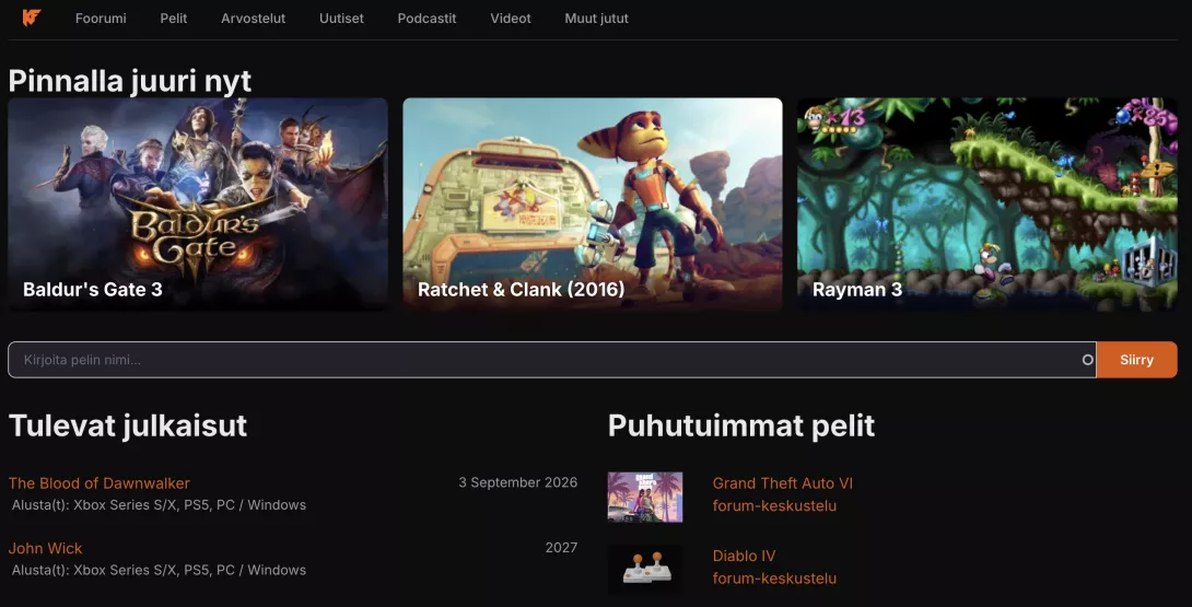Uusi Pelit-sivu
