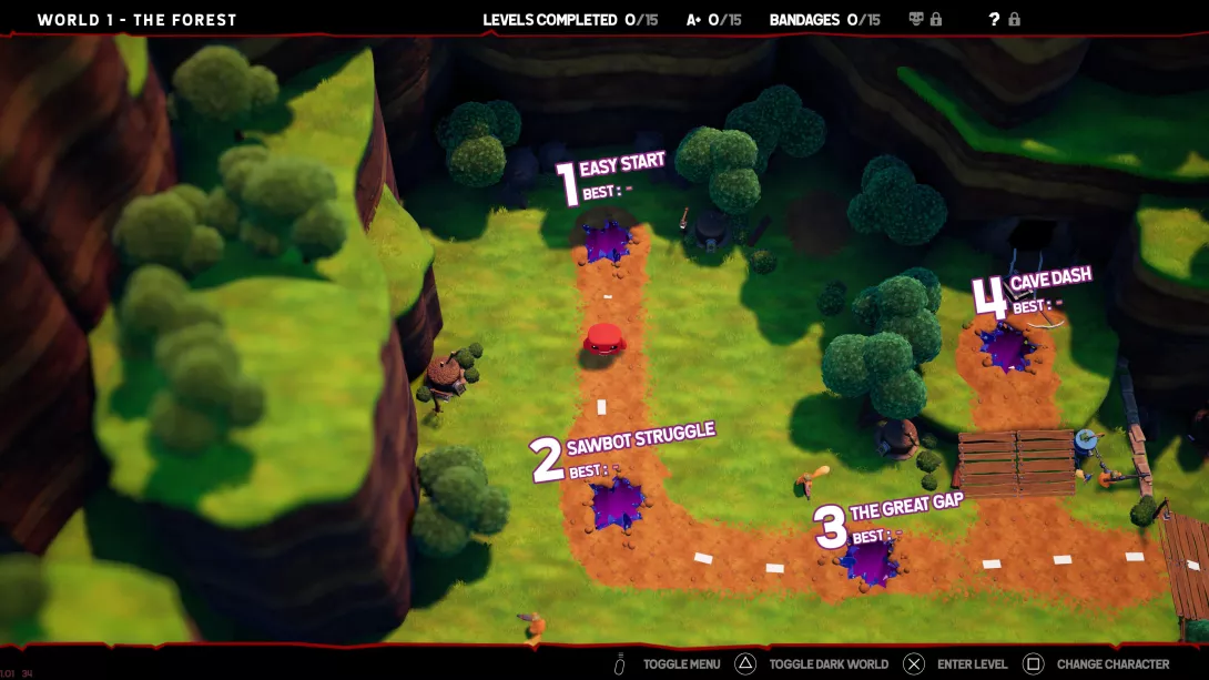 Super Meat Boy 3D_Kentänvalinta
