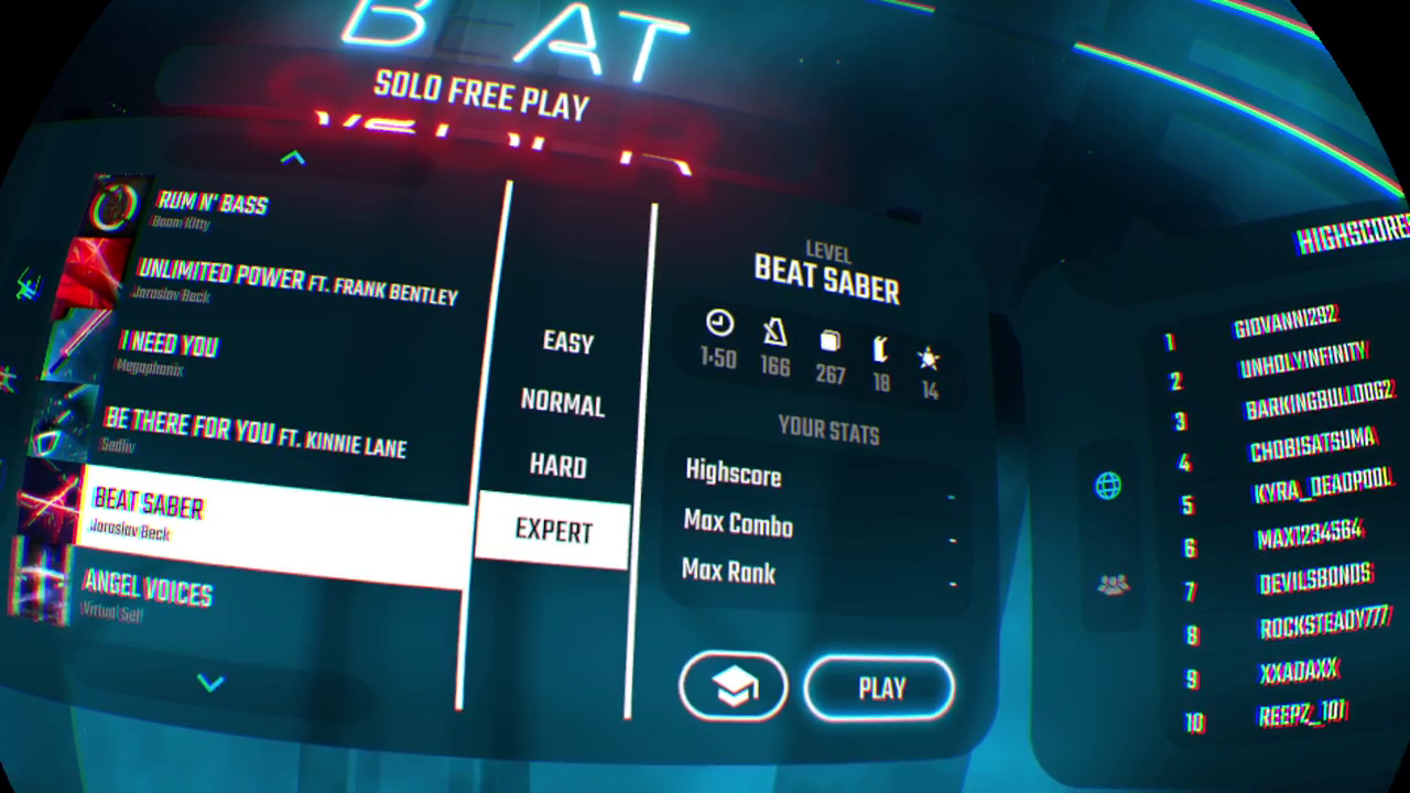 Beat Saber biisinvalinta